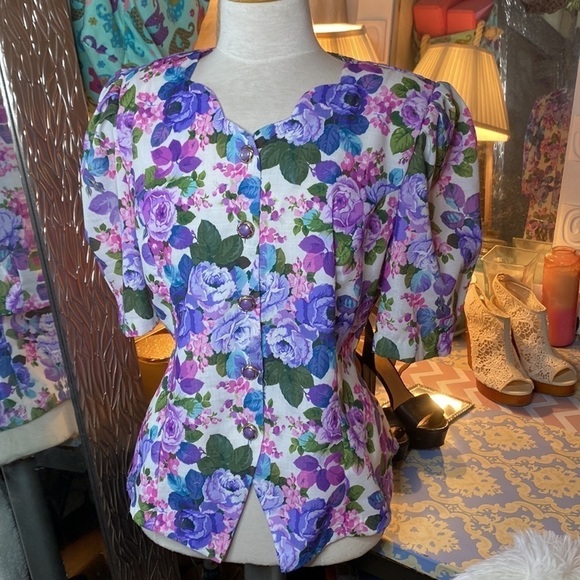 🌷EXPRESS Plus🌷 Vintage Floral Skirt & Top Casual Suit  Set - Picture 12 of 15